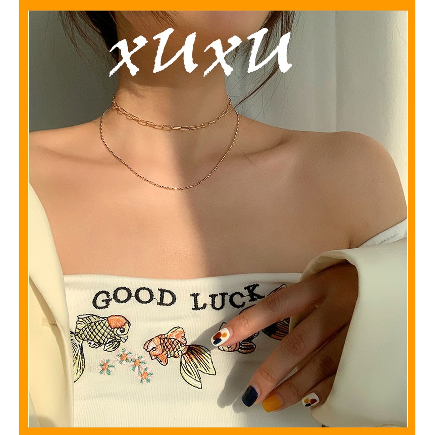 |Tiệm nhà xuxu| Vòng cổ Choker layer basic 2 lớp