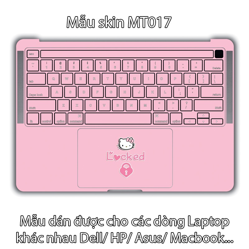 Miếng Dán Laptop - Mẫu hình MT017 hello kitty cute - Dán cho Dell, Hp, Asus, Lenovo, Acer, MSI, Surface,Vaio, Macbook