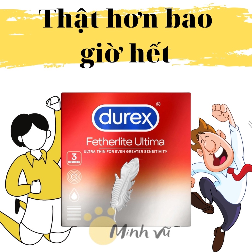 [ Có video ảnh thật ] Bao cao su Durex Fetherlite ultima hộp 3 chiếc bcs durex mỏng hơn thăng hoa hơn