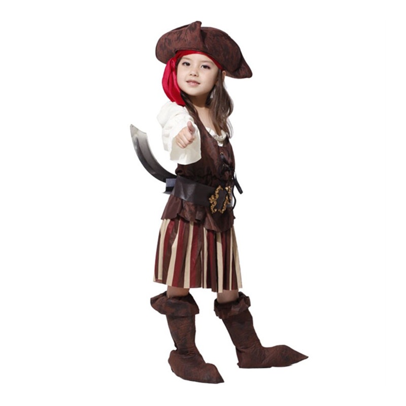 Cô gái Cướp biển Đội trưởng Trang phục Cosplay Cướp biển vùng Caribe Halloween Lễ hội hóa trang Bữa tiệc Disney Phim cho trẻ em Quần áo