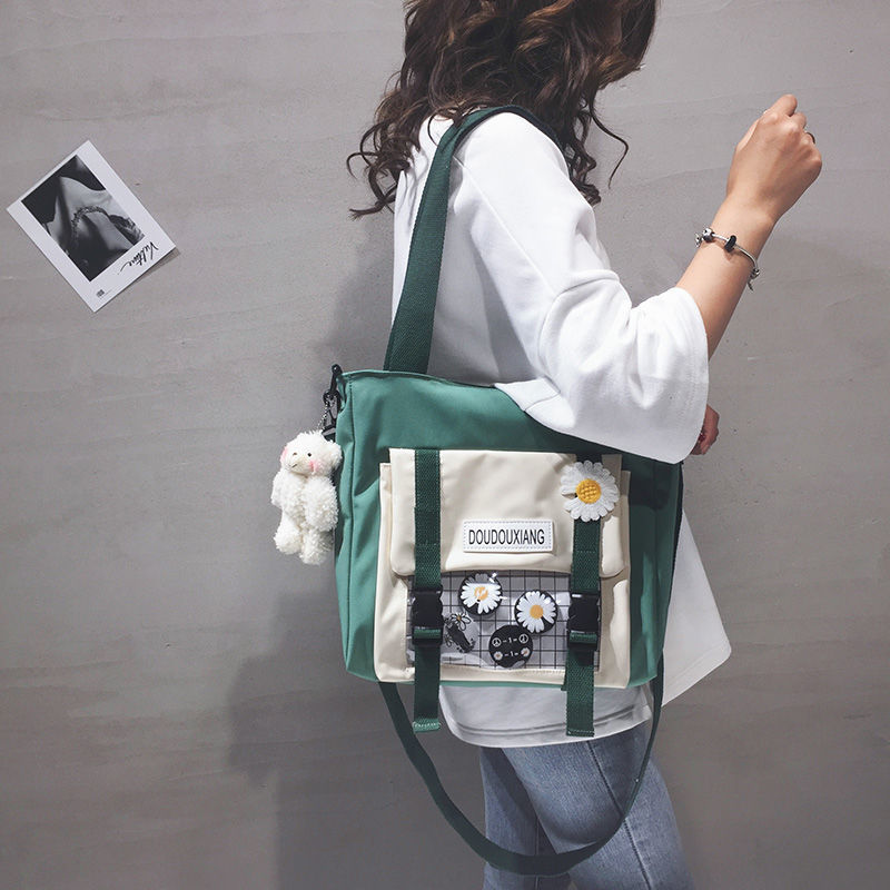 [Mã FASHIONCB264 giảm 10K đơn bất kỳ] Túi Xách Canvas Họa Tiết Hoa Cúc Phong Cách Nhật Bản 2021 Cho Nữ