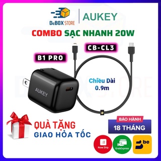 【Giao Hỏa Tốc】Combo AUKEY Cốc Sạc Nhanh IP12 Series 20W Omnia PA-B1 Pro,Cáp C- CB-CL3 MFi,PD 22W