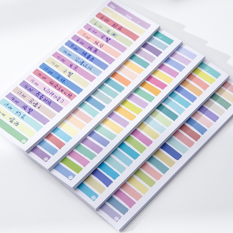 Set 50 Tờ Giấy Ghi Chú Họa Tiết Kẻ Sọc Dài Nhiều Màu Sắc Dễ Thương Cho Học Sinh