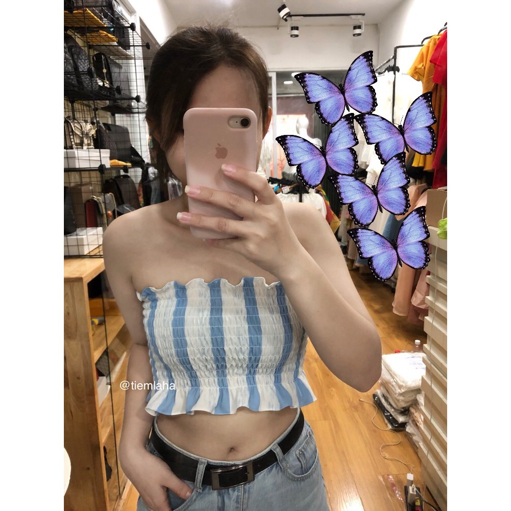 ÁO ỐNG NHÚN CO GIÃN HỌA TIẾT SỌC KẺ DỌC - STRIPED TUBE TOP