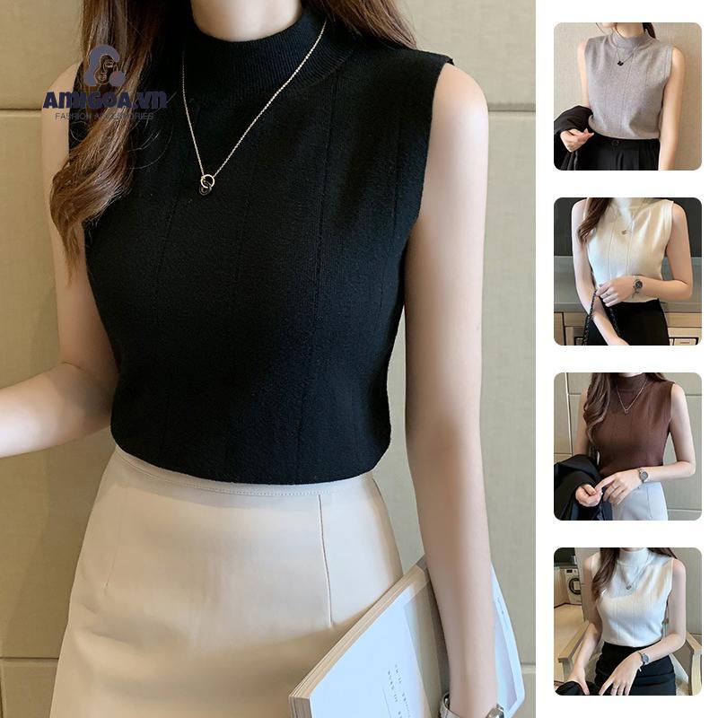[amigoa.acc] Áo Dệt Kim Không Tay Ôm Dáng Vừa Vặn Cho Nữ