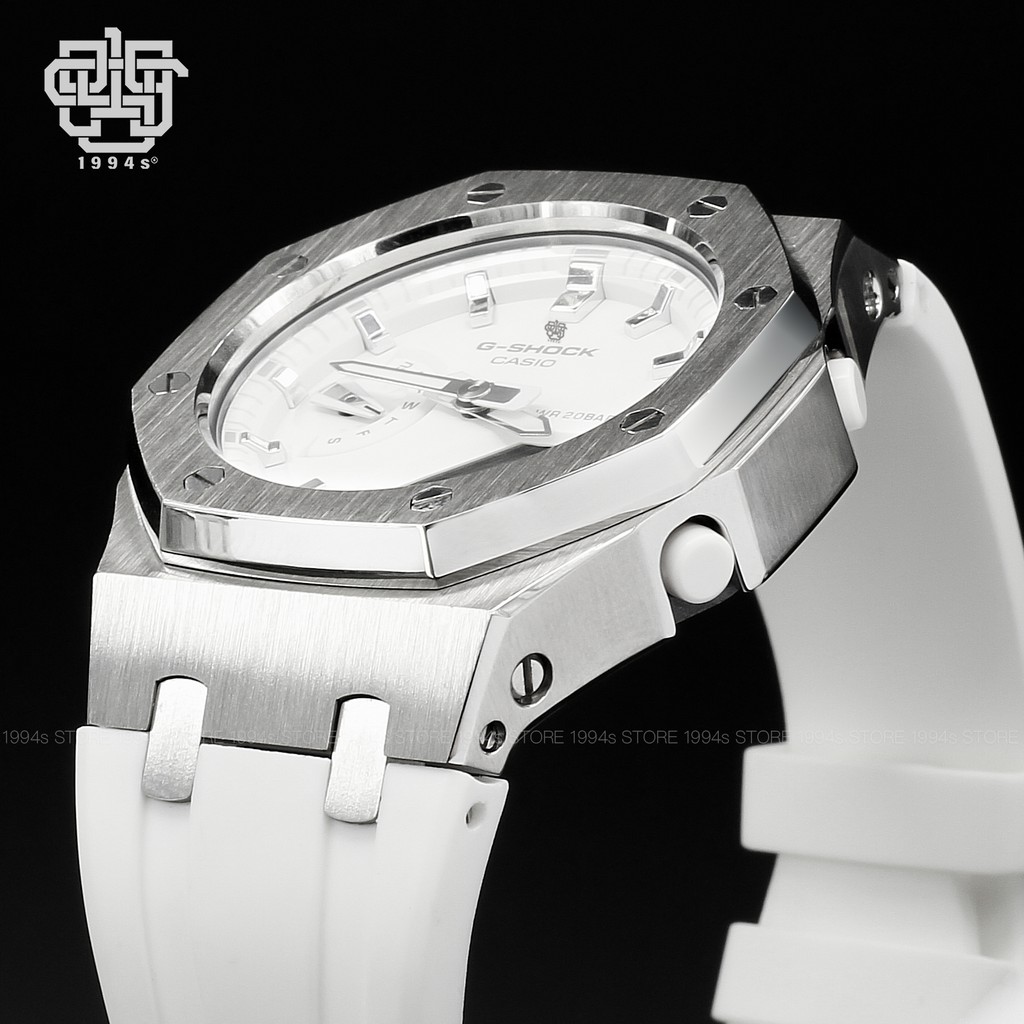 Đồng hồ nam/nữ Casio G-Shock GMA-S2100-7A custom Royal Oak dây &amp; vỏ thép, size 42.9mm, hàng chính hãng bảo hành 05 năm