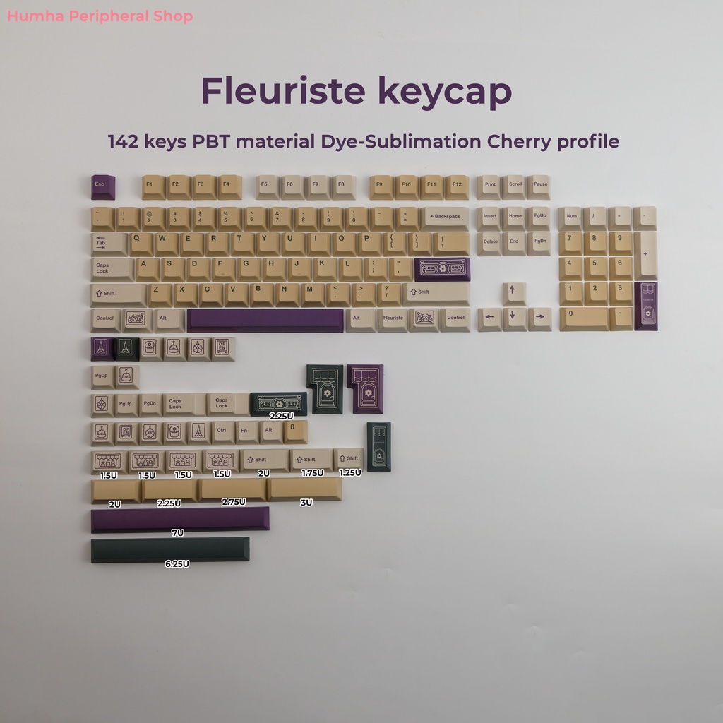 Bàn Phím Cơ Humha Fleuriste 142 Phím Chất Liệu PBT Nhuộm Màu Độc Đáo