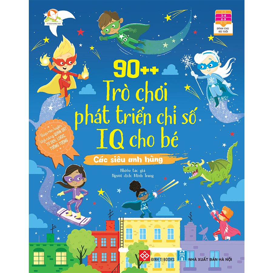 Sách - 90++ trò chơi phát triển chỉ số IQ cho bé Các siêu anh hùng và Các loài khủng long (đinh tị)