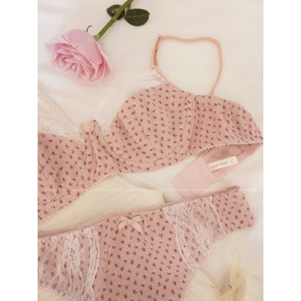 [Mã 252FASHIONSALE giảm 12% đơn 99K] Cotton Crush Áo lót có gọng hồng hoa nhí xinh xắn haruharu.label