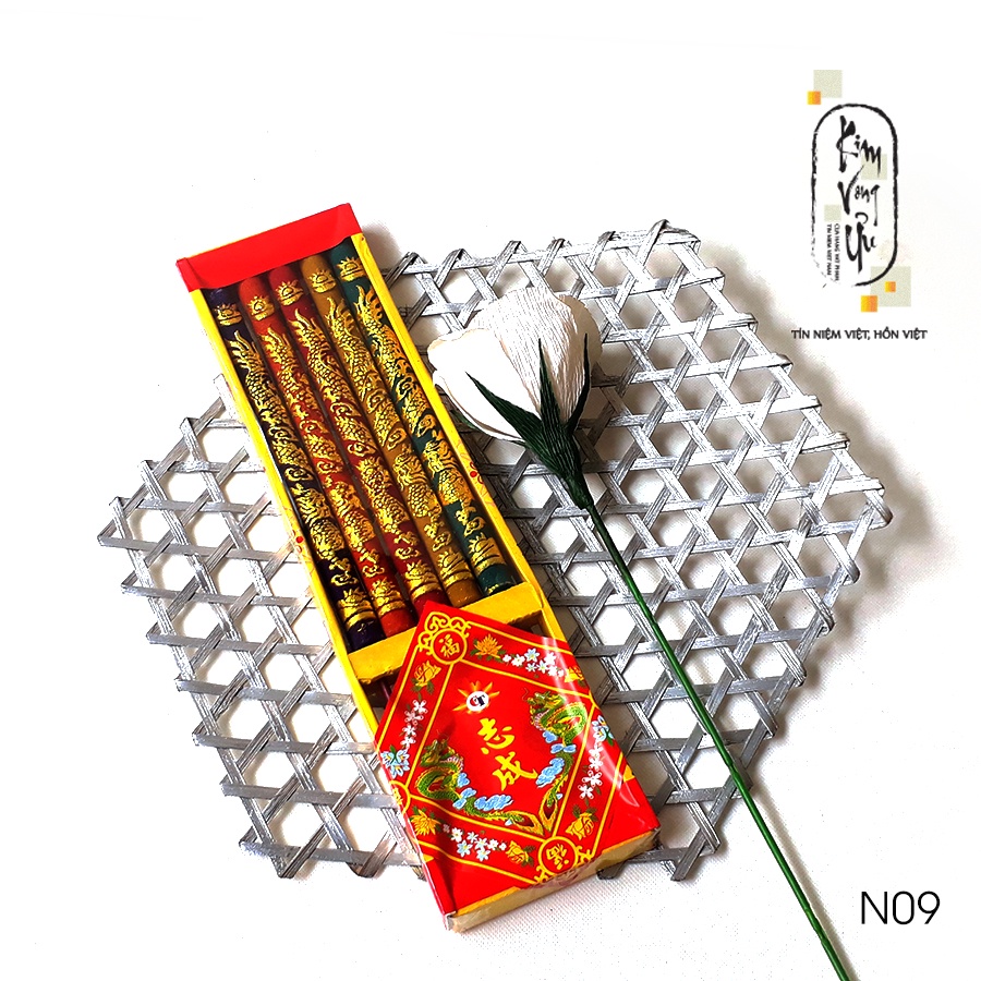 Nhang Ngũ Sắc chạm Rồng Vàng - 5 cây - 3 tấc N09  Kim Vong Ưu
