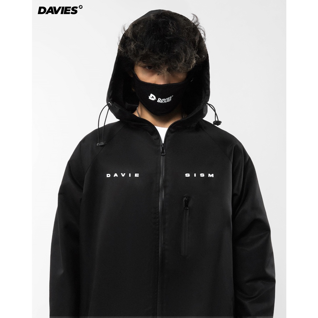 Áo khoác dù nam có mũ form rộng màu đen DAVIES Black Daviesism Jacket |D16-AK2