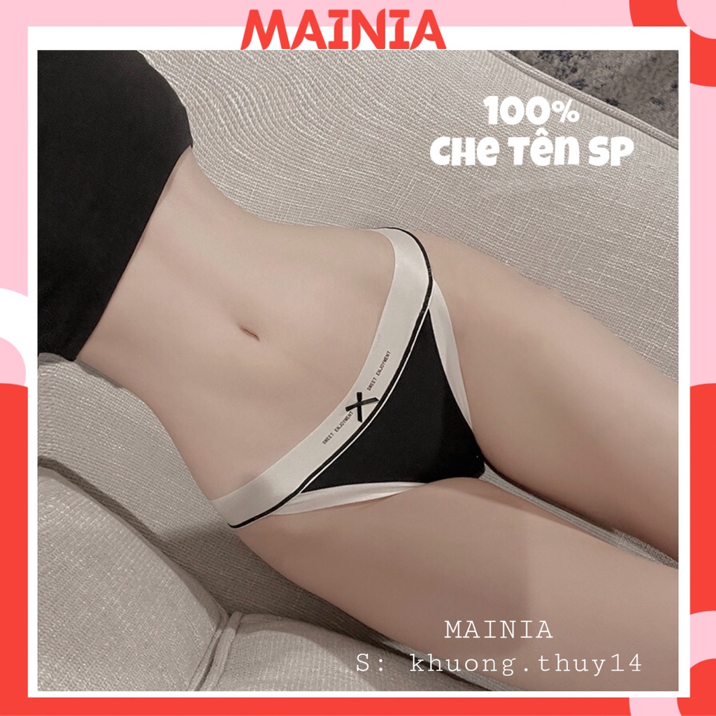 Quần Lót Nữ Cotton Màu Đen Cạp Thun Trắng Sexy Gợi Cảm Mainia Shop