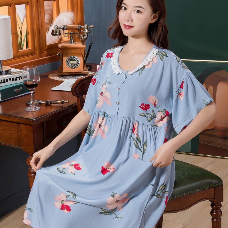 Đầm Ngủ Thun Lạnh Ngắn Tay Thời Trang Hè 200% Cotton