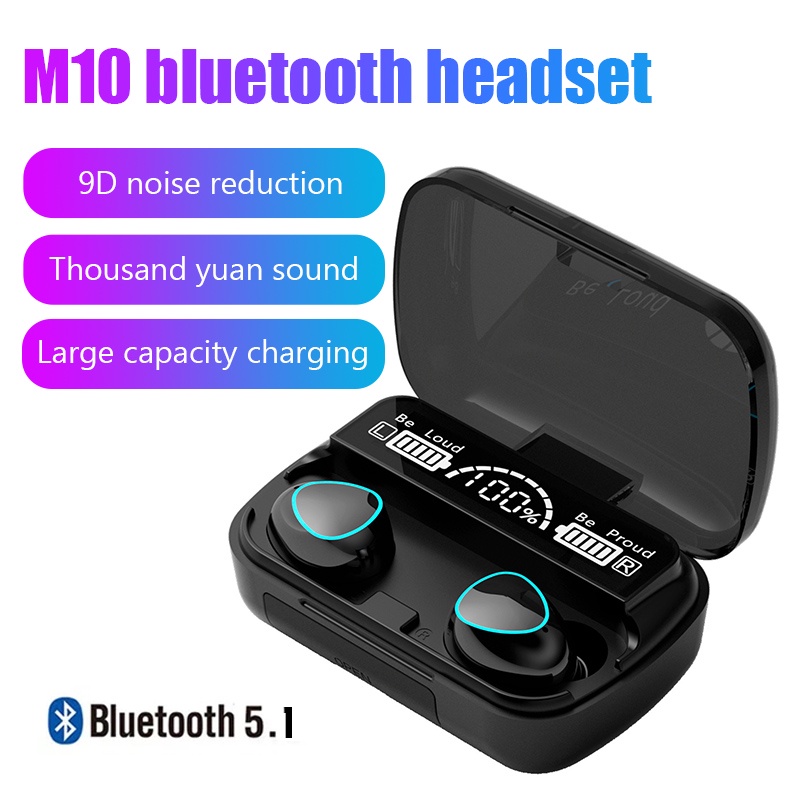 Tai Nghe Bluetooth Không Dây TWS M10 9D Chống Thấm Nước Có Micro Chuyên Dụng Cho Điện Thoại Thông Minh