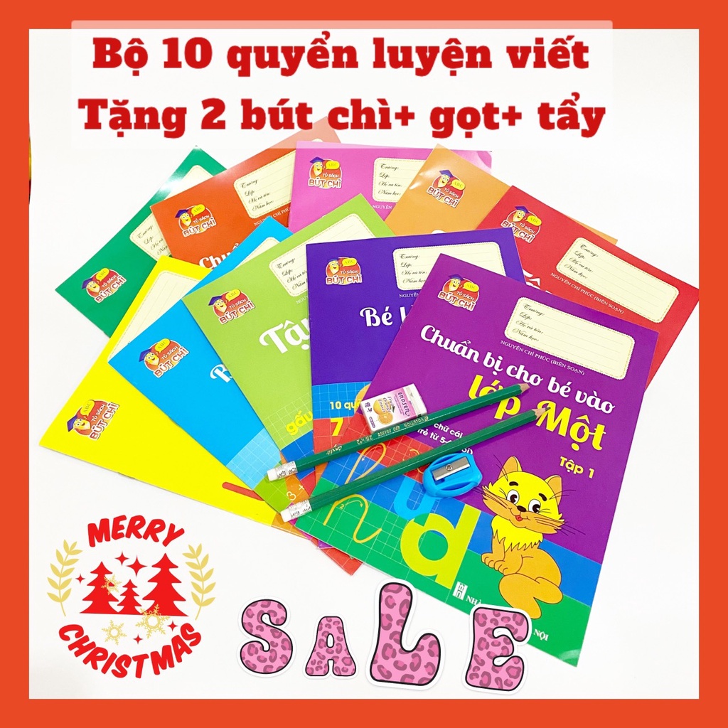 Bộ 10 quyển luyện viết dành cho trẻ chuẩn bị vào lớp 1 ( 1 bộ 10 quyển), tập tô chữ cho bé