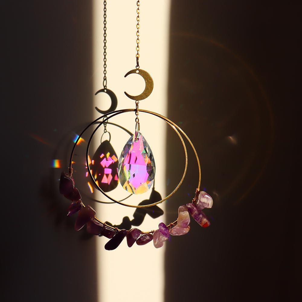 ZAIJIE24 1 Chuông Gió Pha Lê Cầu Vồng Treo Trang Trí