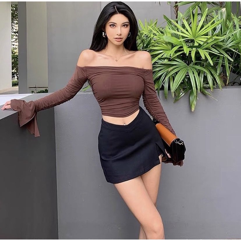 Chân Váy Chữ A Có Lót Trong Khoe Eo Xẻ Đùi Ôm Body Ulzzang, Váy Ôm Eo V Chất Vải