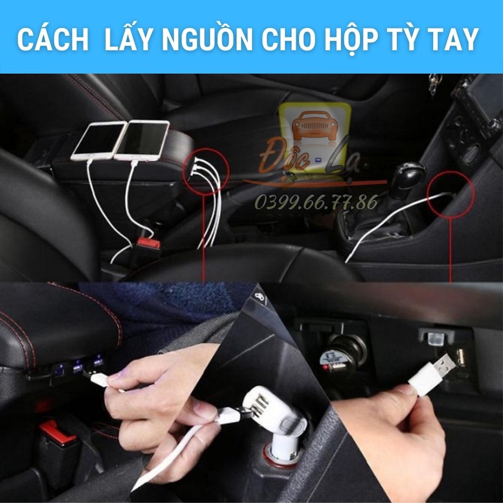 Hộp tỳ tay ô tô dùng chung cho mọi loại xe 2 màu đen - kem - Bảo hành 12 tháng