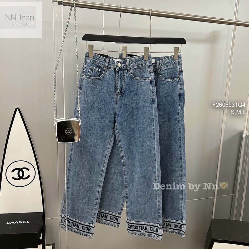Quần jean dài lai ống phối chữ TT2106