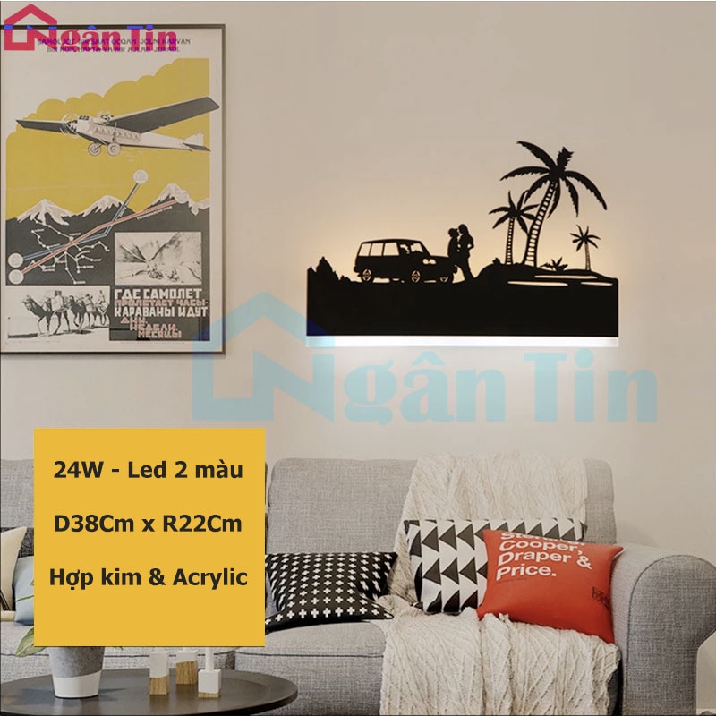 Đèn Led treo tường gắn tường trang trí trong nhà cầu thang Led 2 màu 24W 220V GT389 Ngân Tin