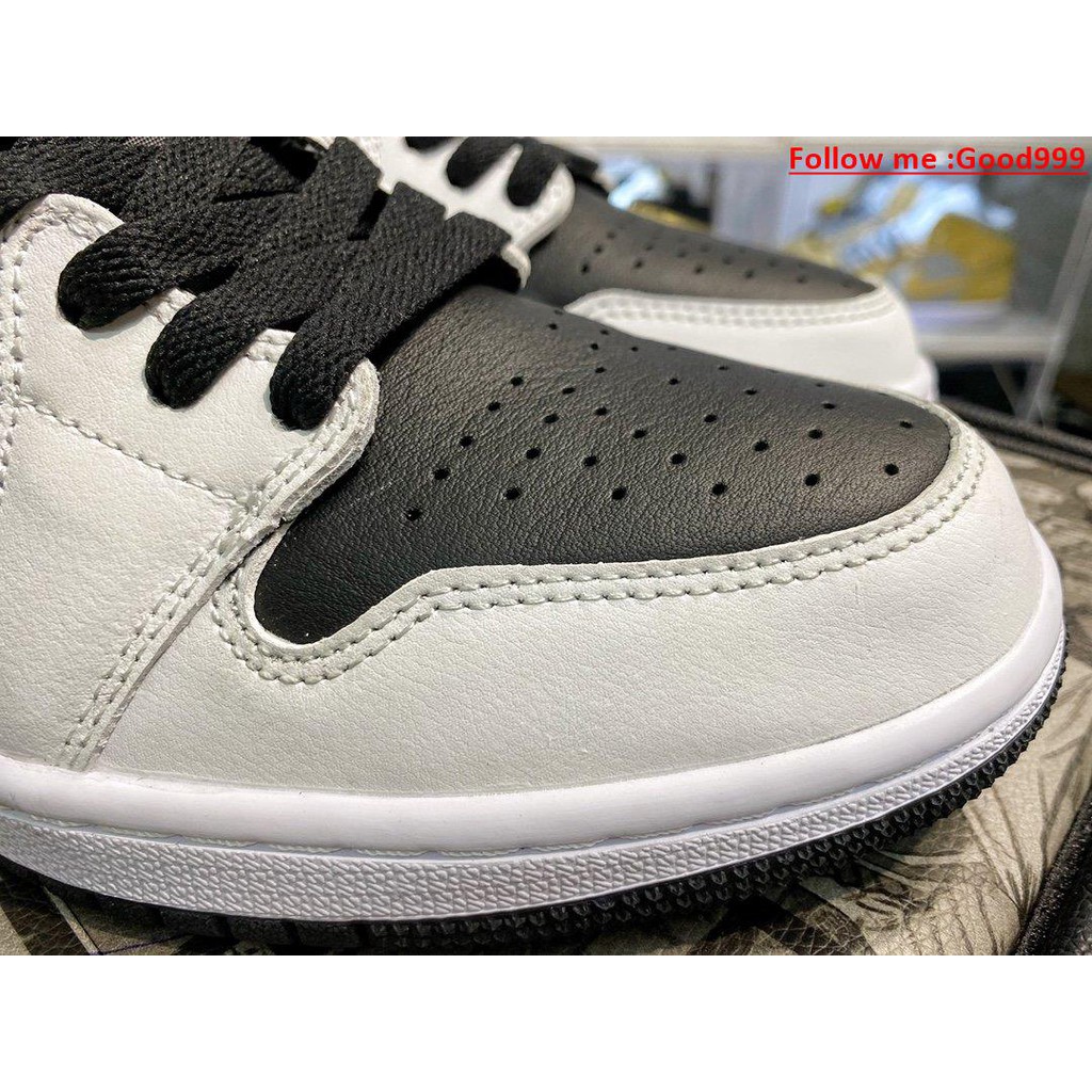 (Good999)   Air Jordan 1 Mid White Black Red Black and white reverse