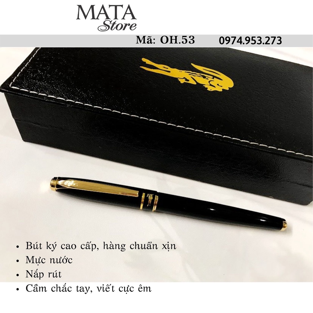 Bút ký cao cấp Cá sấu Crocodile mã OH.53 hàng xịn, nắp rút, mực nước, quà tặng doanh nhân khắc tên đẹp MataStore