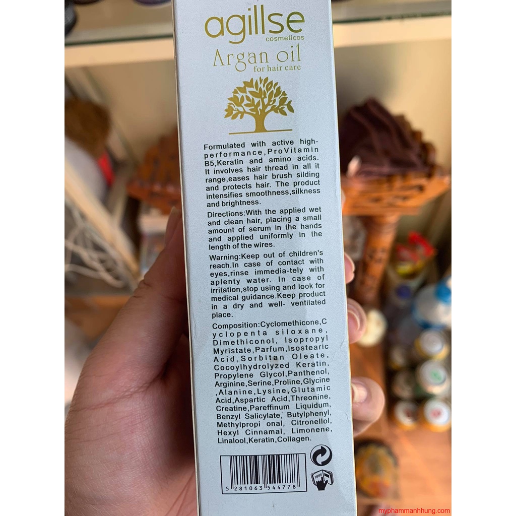 Tinh dầu dưỡng tóc Agillse Argan Oil siêu dưỡng phục hồi tóc 80ml