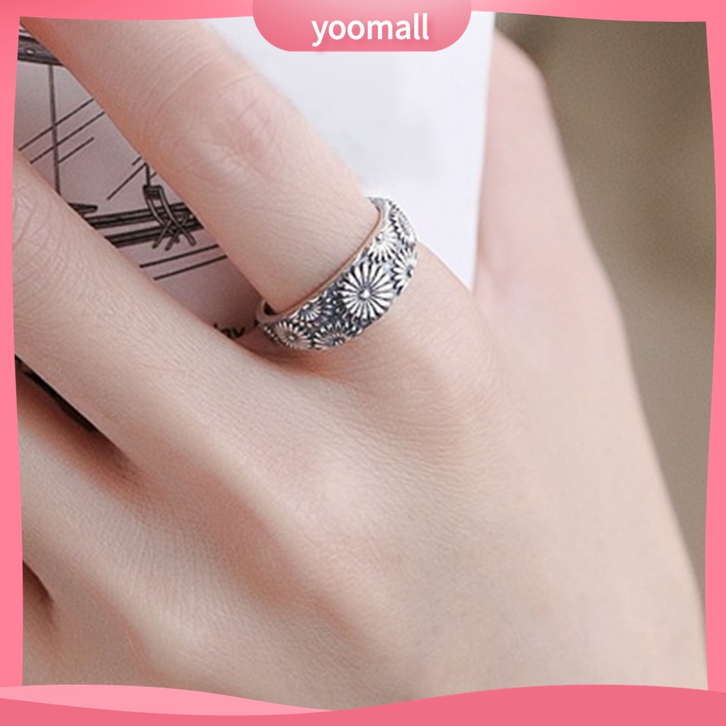 Yomall♡ Nhẫn Cưới Đính Hoa Cúc Có Thể Điều Chỉnh Kích Cỡ