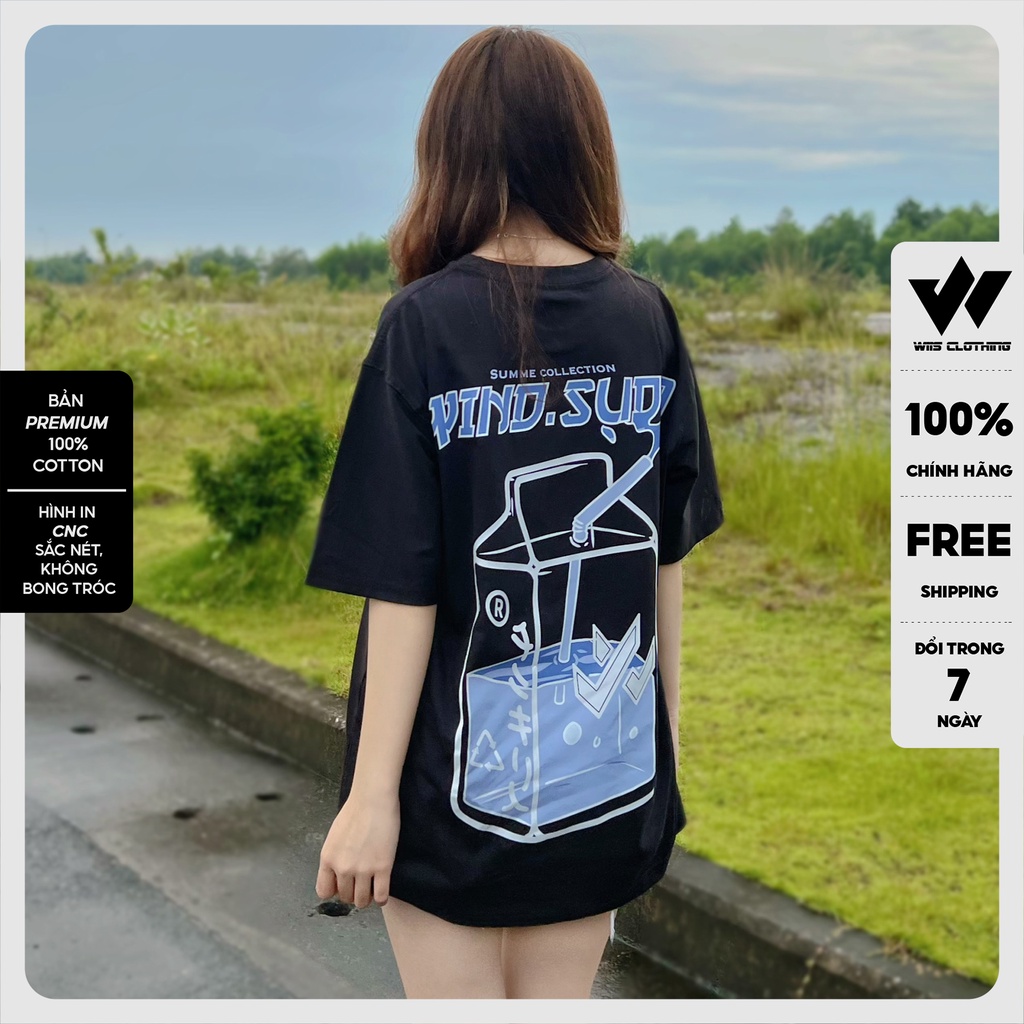 Áo thun tay lỡ unisex form rộng WIIS phông oversize cotton 65% Milk nam nữ