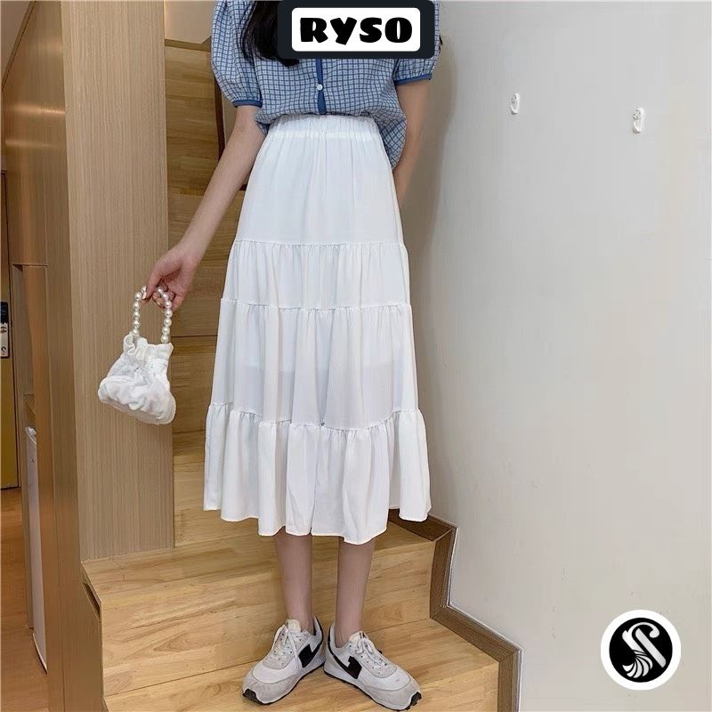 Chân Váy Dài Xếp Ly 3 Tầng Ulzzang Dáng Xòe Vintage Chất Voan Dài 2 Lớp | BigBuy360 - bigbuy360.vn