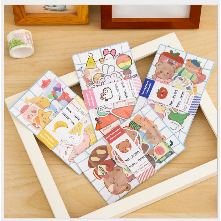 [HCM] Set 20 miếng dán decal hoạt hình đáng yêu trang trí điện thoại / Pad / bề mặt phẳng không thấm nước