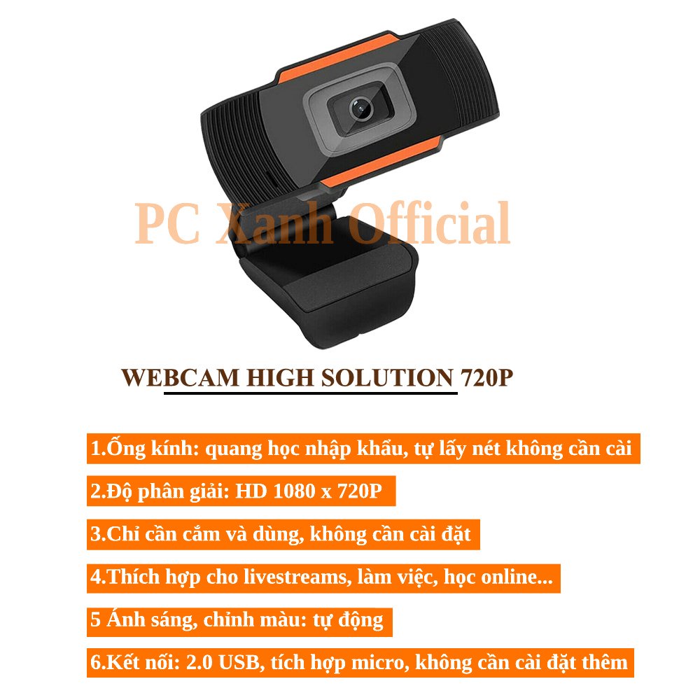 Webcam máy tính laptop livestream có Mic Full HD PC Gaming 720P High Solution