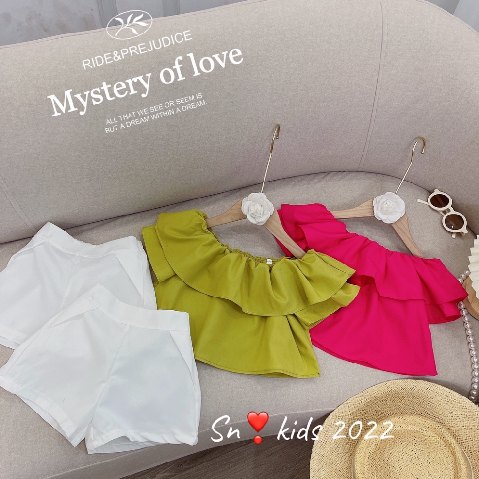 Quần áo trễ vai cho bé gái, Set áo trễ vai mặc nhiều phong cách bé gái