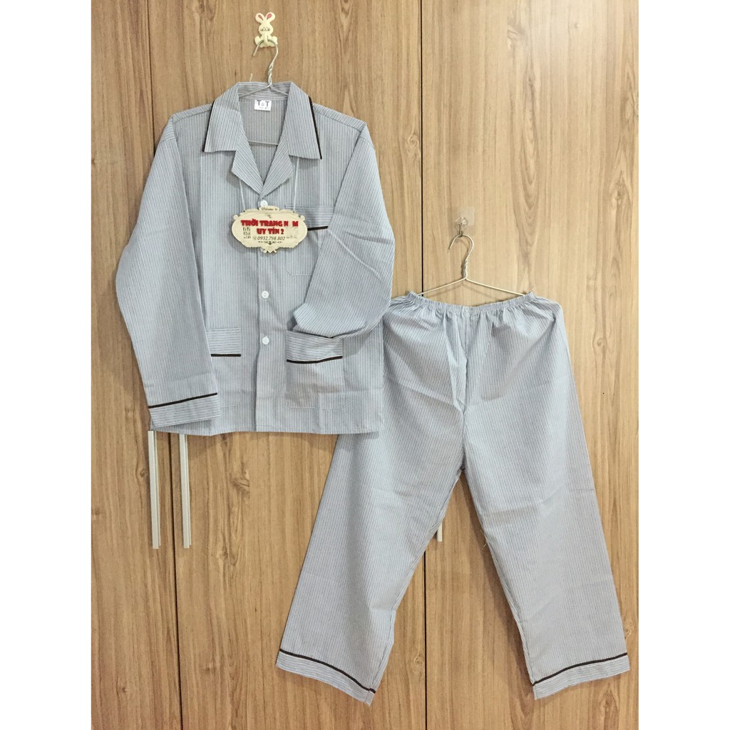 BỘ PIJAMA SỌC CHO ÔNG, ĐỒ NGỦ ÔNG GIÀ DÀI TAY