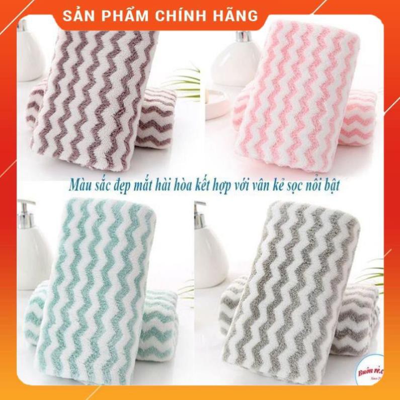 [ HÀNG SIÊU TỐT]  Khăn Mặt Lông Cừu Xuất Hàn Vân Kẻ Sọc