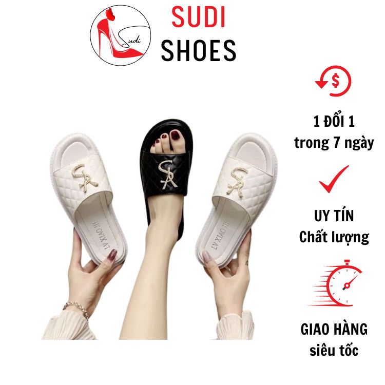 Dép bánh mì cao 3p SUDI - LE009-AHD có đệm êm chân có quai đính biểu tượng Y-S dễ phối đồ đi chơi, đi biển...