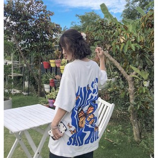 Áo Thun Tay Lỡ Poxi in Bướm Unisex ( 1hitshop , tuni store , wopi store )