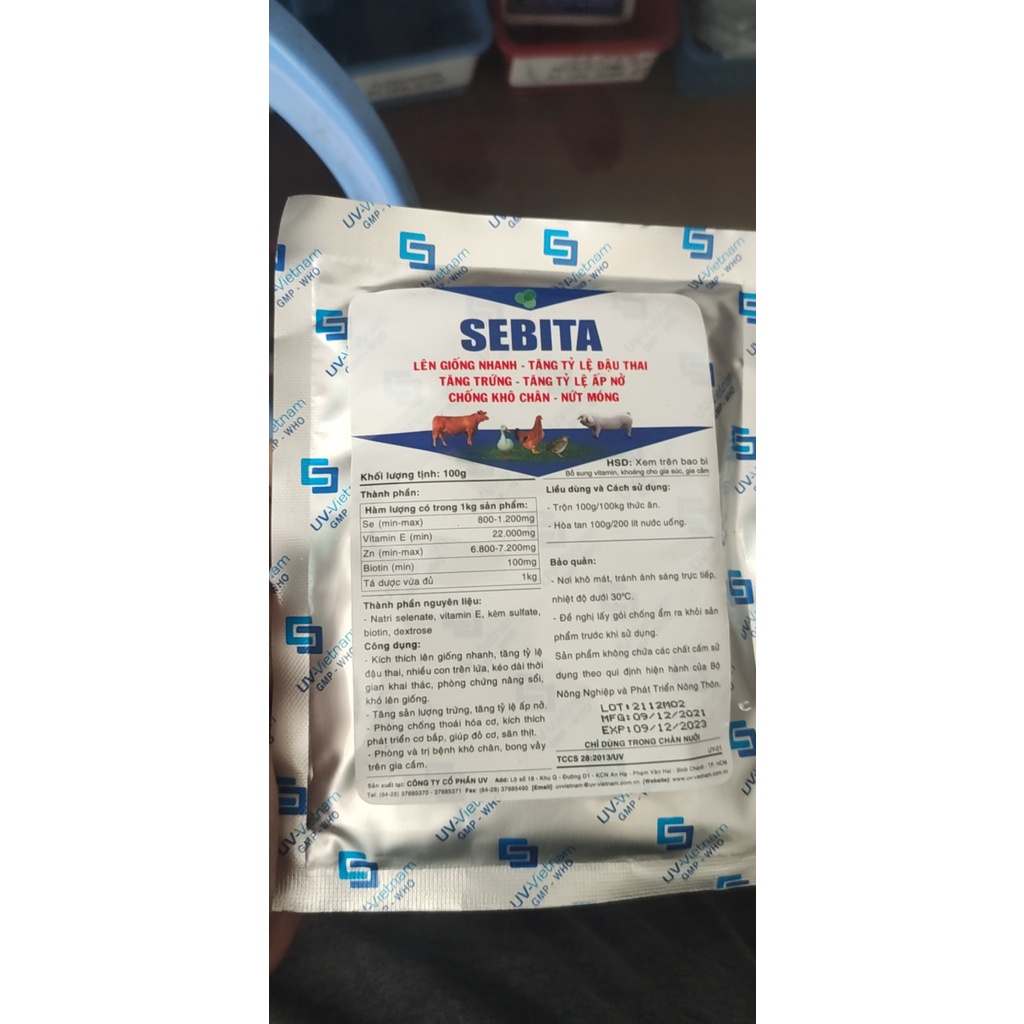 [DT] SEBITA Dinh Dưỡng Cho Gà Đẻ Nhiểu Nở Cao Bịch 100g