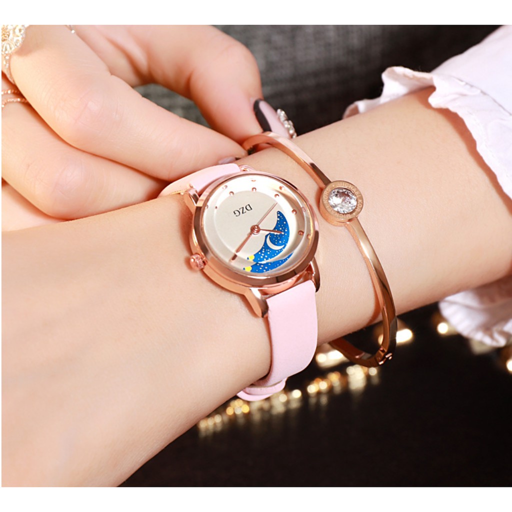 [Mã FAMARAL2 giảm 10K đơn 50K] [CỰC ĐẸP] ĐỒNG HỒ NỮ DÂY DA DZG MÂY XANH D266 PHONG CÁCH HÀN QUỐC | BigBuy360 - bigbuy360.vn