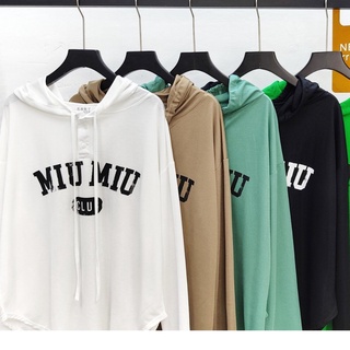 Áo hoddie vạt bầu in chữ có mũ rút duyendel