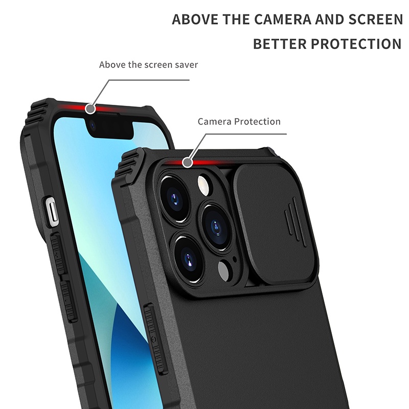 Dành Cho iPhone 13 12 11 Pro Max Ốp Chống Sốc Đẩy Kéo Bảo Vệ Camera Đứng