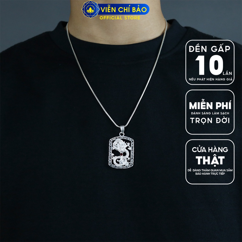 Mặt dây chuyền hình rồng chữ nhật mới chất liệu bạc 925 thời trang phụ kiện trang sức Viễn Chí Bảo M300303