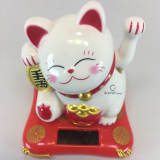 Mèo Thần Tài Vẫy Tay,mèo may mắn maneki neko Năng Lượng Mặt Trời May Mắn, hàng đẹp GiatotHN