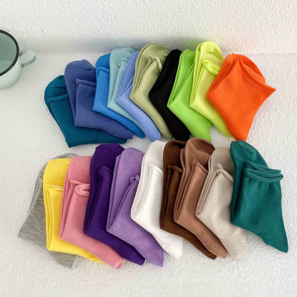Tất Trơn Cao Cổ Nhún Bèo Nhiều Màu Vintage Hàn Quốc; T27 - BONMIE