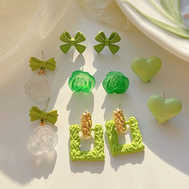 Bông Tai Đinh Tán Thời Trang Mùa Hè Màu Xanh Lá Nhỏ 2022 Cho Nữ