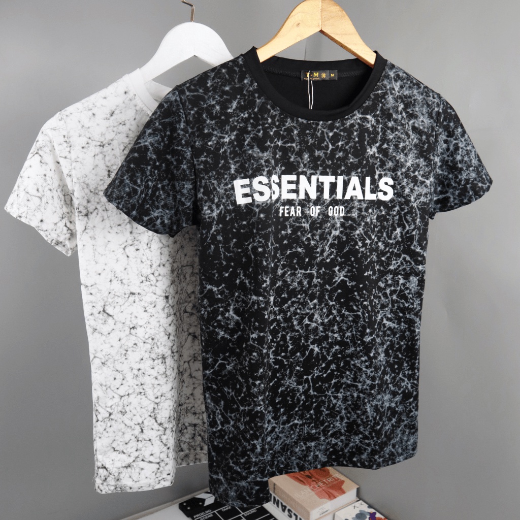 ÁO THUN NAM PHỐI HỌA TIẾT CHẤM BI ESSENTALL CAO CẤP CHÂT LIỆU THUN COTTON CAO CẤP CÓ HAI MÀU