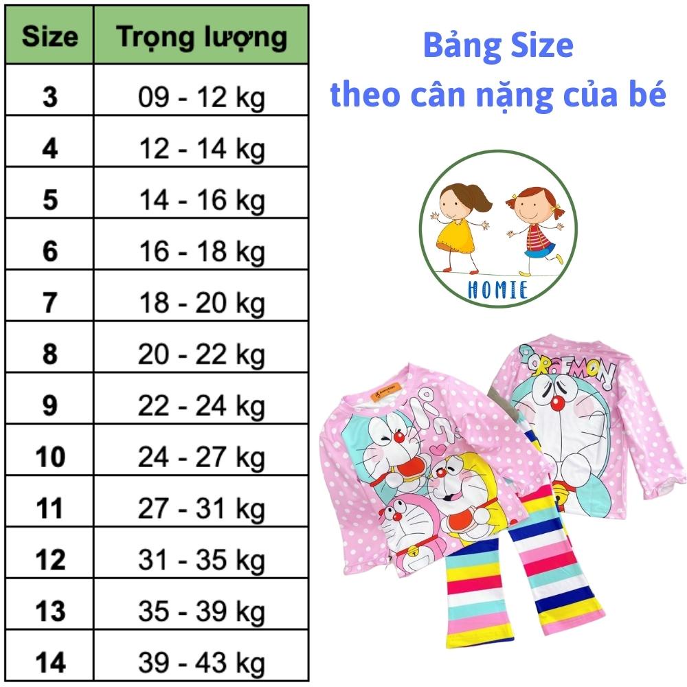 Bộ Đồ Thun Lạnh 3D Bé Gái 9-43 Kg Set Quần Áo Dài Trẻ Em Làm Đồ Ngủ Mặc Nhà In Hoạt Hình Hot Trend Homie Kids