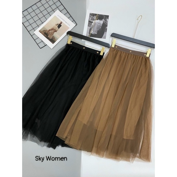 CHÂN VÁY LƯỚI MIDI, CHÂN VÁY XOÈ CÔNG CHÚA DÁNG DÀI MS16781