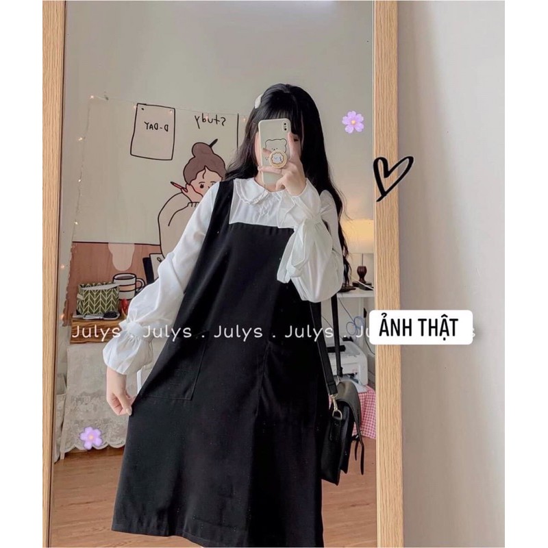 Váy yếm liền tay túm phong cách Ulzzang