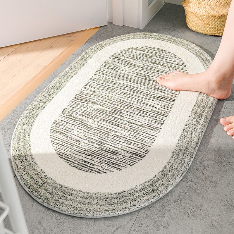 Thảm lót cửa chùi chân Hình Oval Thấm Hút Tốt Chống Trượt Nhanh Khô Tiện Dụng Cho Nhà Bếp / Phòng Tắm